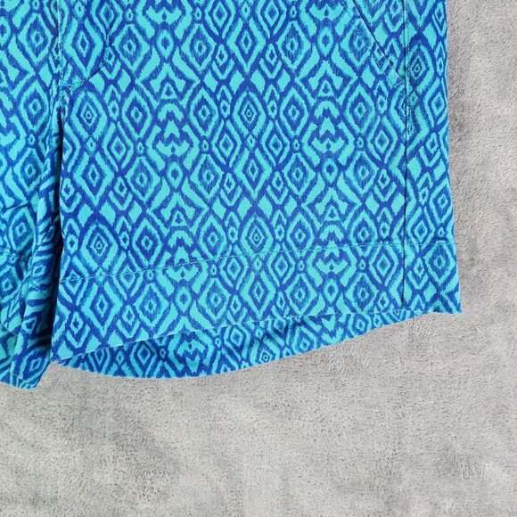 Womens American Eagle Shorts Teal Blue Geometric Design Midi Stretch Size 10 - Picture 3 of 12